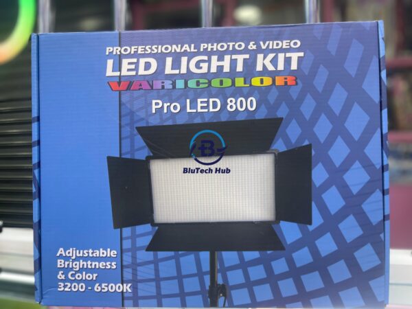 Pro LED 800 Photo & Video Light Kit – Adjustable Brightness with 2 Batteries, Charger & 2.1M Stand