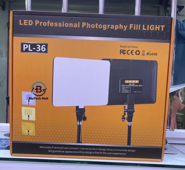 PL36 Professional Fill Light with Remote & Tripod – 3 Color Modes, 2.1M Stand