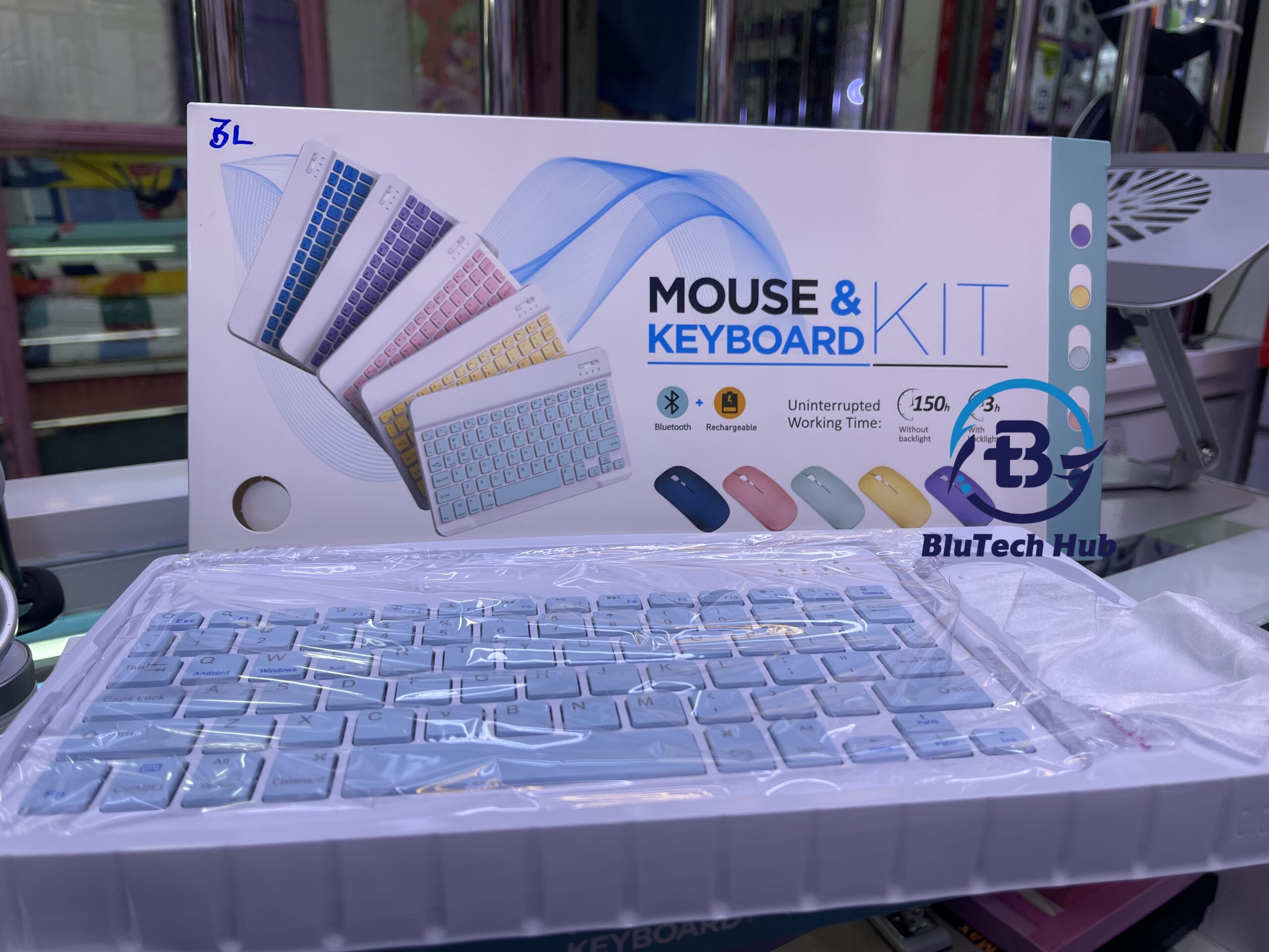 Wireless Bluetooth Mouse and Keyboard Kit – Rechargeable Keyboard + Dry Cell Mouse image p Wireless Bluetooth Mouse and Keyboard Kit – Rechargeable Keyboard + Dry Cell Mouse