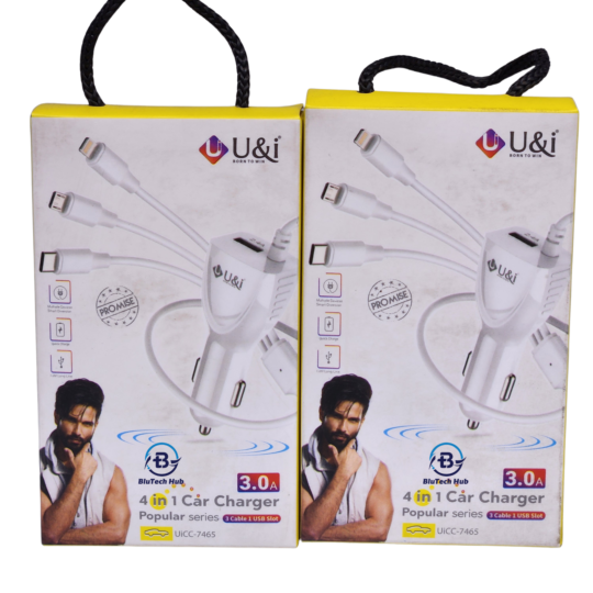 4-in-1 Car Charger Type C Lightning USB