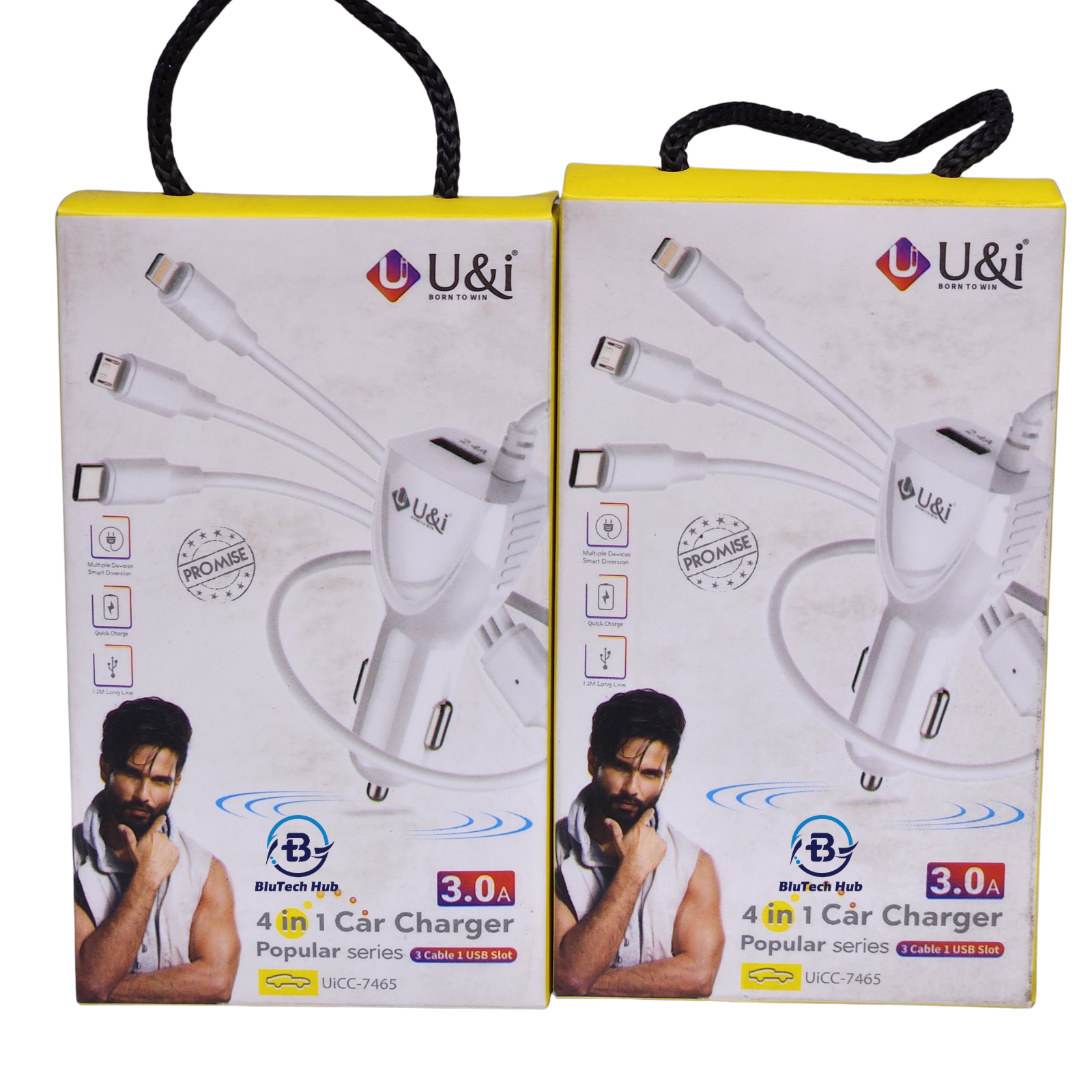 4-in-1 Car Charger Type C Lightning USB